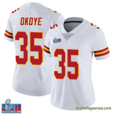 Womens Kansas City Chiefs Christian Okoye White Authentic Vapor Untouchable Super Bowl Lvii Patch Kcc216 Jersey C1320